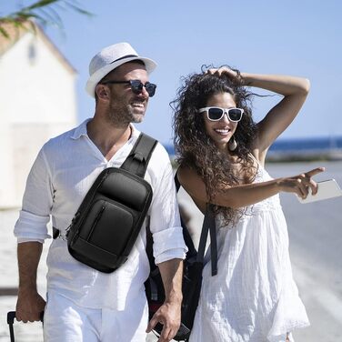 Чоловіча нагрудна сумка GYakeog Crossbody Bag: водонепроникна, з USB-зарядкою, для роботи, подорожей, велоспорту та піших прогулянок - чорна