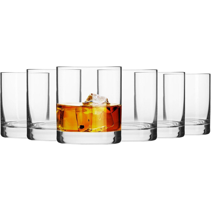 Krosno Whisky Glasses Tumbler | Set of 6 | 300 ML | Blended Collection | Perfect for Home, Restaurants, and Parties | Dishwasher Safe