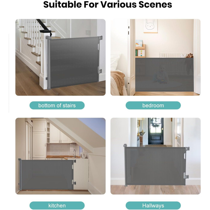 Захист для дитячих воріт Nalezuns, висувний, 0-180 см, сірий, для дітей