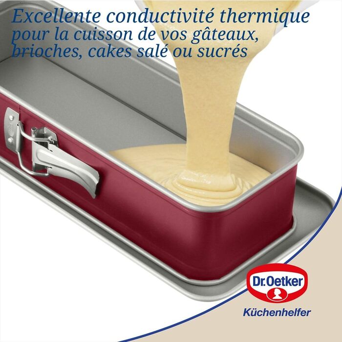 Форма для випічки Dr. Oetker Königskuchen 30x12 см, двоколірна (сіро-червона) з бортиком для кексів