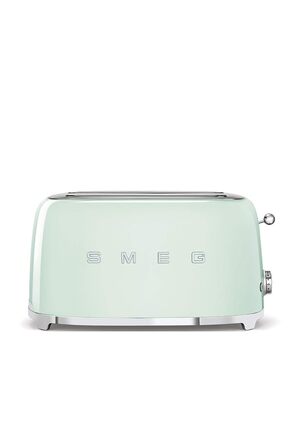 Тостер Smeg TSF02PBEU - 2 відділення для 4 скибочки хліба, 6 рівнів підсмажування, функція підігріву, розморожування та Bagel, знімний піддон, 1500W, пастельно-блакитний (пастельно-зелений)