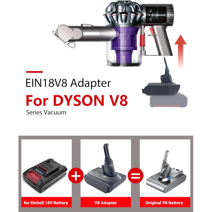 Адаптер для пилососів Dyson V7 V8 від Makita 18V Li-Ion акумулятора (EIN18V8)