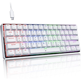KEMOVE K61SE - Механічна ігрова клавіатура: 61 клавіша, Red Switch, RGB, Anti-Ghosting, US-Layout, для PC, білий корпус