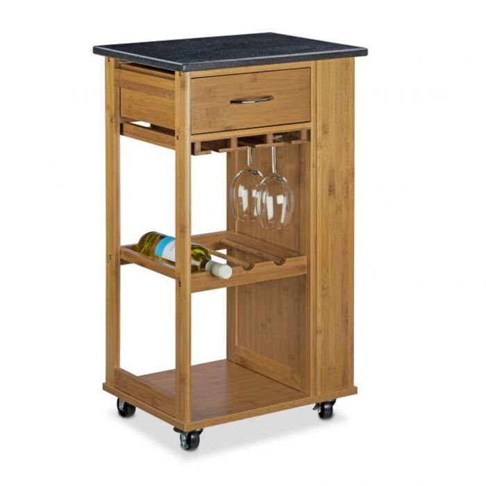 Relaxdays Kitchen Cart ALFRED L with Wine Rack