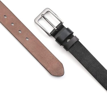 Чоловічий шкіряний ремінь VRLEGEND 110-175 см: повноера шкіра, ширина 38 мм, чорний, для джинсів, бізнес, ретро стилі