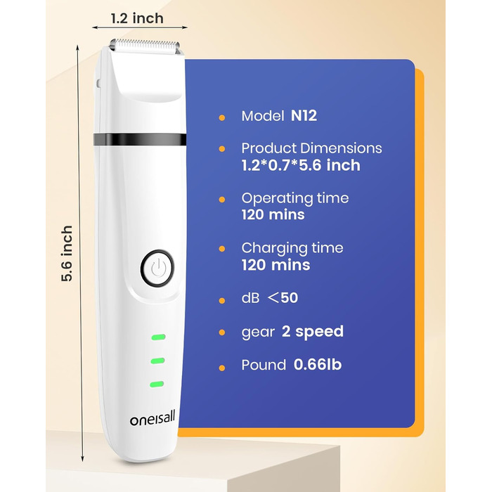 Schermaschine для собак та котів oneisall 4-в-1: стрижка, триммінг, шліфування кігтів. Безшумна, акумуляторна модель з 4 насадками для тіла, лап, очей та вух.