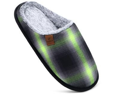 Чоловічі домашні тапочки COFACE з піною пам'яті, теплі, з вовняної тканини, з антиковзкою гумовою підошвою, розмір 40-49, 46 EU, зелені/чорні