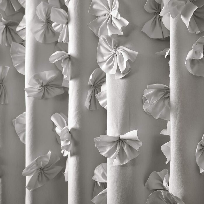 Шторка для душу Lush Decor Riley, 183x183 см, сіра, з бантиками, романтичний дизайн