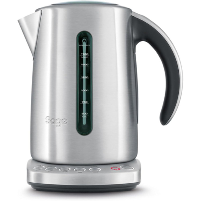 Електричний чайник Sage Smart Kettle з нержавіючої сталі - 1,7л, швидке кип'ятіння, 5 режимів, підтримання тепла, 360° обертання