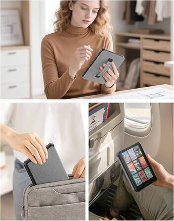 Чохол MoKo для Kindle Paperwhite (12-те покоління, 2024) та Kindle Colorsoft Signature Edition (2024), з петлею для руки, авто-ввімкнення/вимкнення, Agave Grün (сірий)