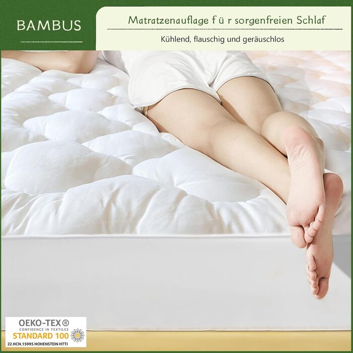 GRT Mattress Protector Topper 140 x 200 x 30 cm, Mattress Pad Bamboo Viscose Mattress Topper Choner Mattress Cover, washable multiple times, Oeko-Tex Certified, 360° All-Around Protection Fitted Sheet