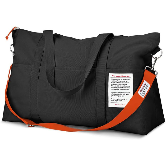 Спортивна сумка Flintronic для жінок, дорожня сумка-мішок, сумка на вихідні, дорожня сумка з чохлом для тележки, водонепроникна спортивна сумка, сумка для подорожей, ручна поклажа для спорту, подорожей, літака (чорна)