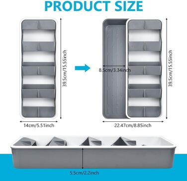 Органайзер для столових приборів розширюваний, 9 відділень, 14-22.5 см, для кухонних шухляд - компактний та зручний