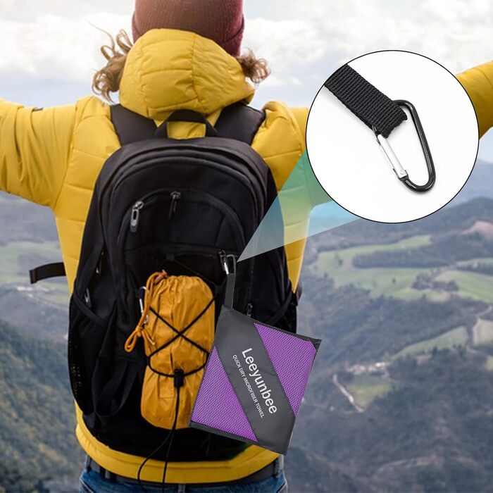 Набір рушників Leeyunbee з мікрофібри (2 шт.) - 160x80 см + 80x40 см, швидковисихаючі, для спорту, подорожей, пляжу (фіолетовий)