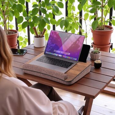 Підставка для ноутбука Vigo Wood з подушкою, дерев'яна, портативна, для дому та офісу, з м'якою підкладкою для зап'ястя, підходить для ноутбуків та планшетів (горіх)