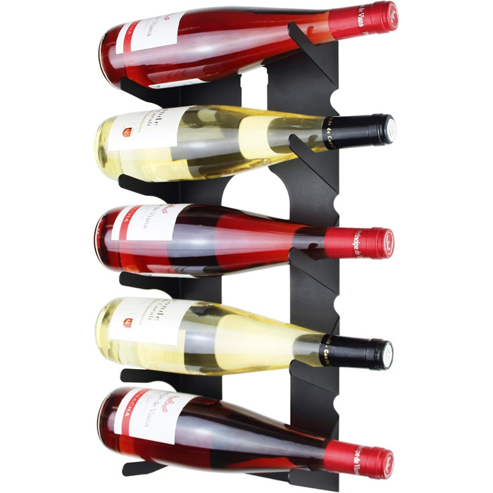 Steel wine rack for all types of wines, with wall mount and decorative trim. (2 x Black)