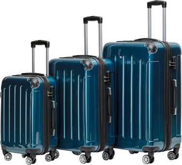 Валіза BEIBYE з жорстким корпусом, тріляк, дорожній, з полікарбонату (світло-зелений, набір)