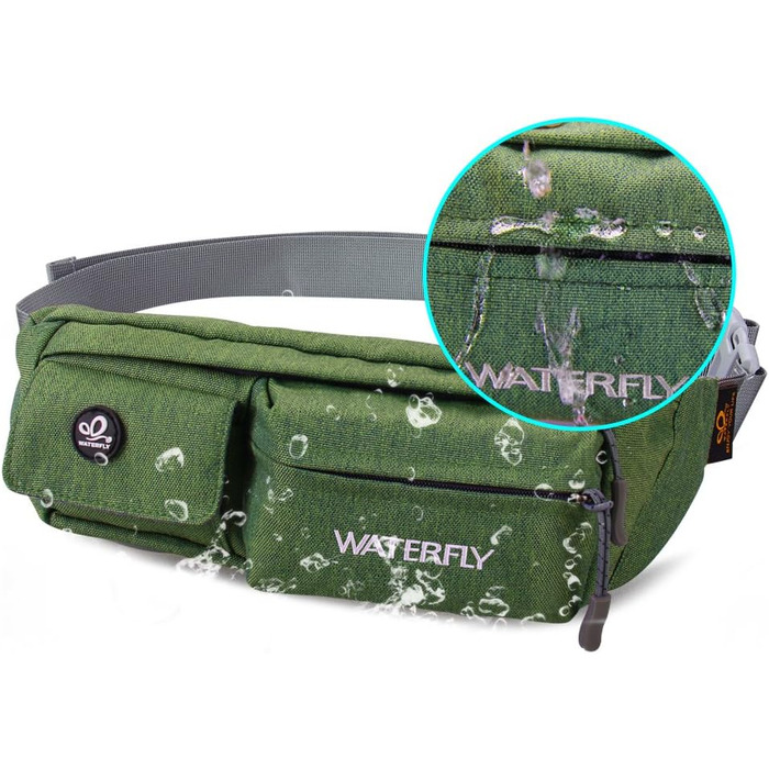 WATERFLY Поясна сумка на пояс для чоловіків та жінок: стильна сумка через плече для спорту, бігу, прогулянок з собакою, подорожей (Зелена)