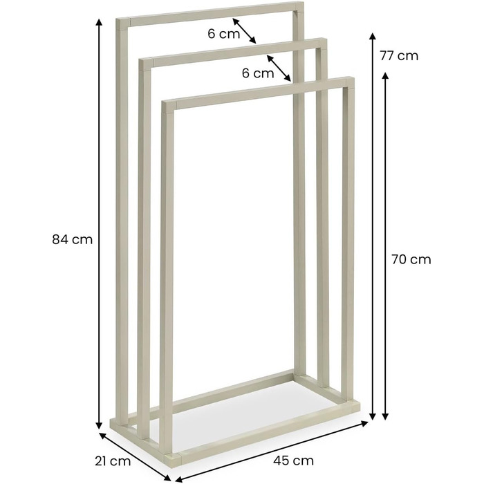 Підставка для рушників KUNO, лакована, металева, з 3-ма перекладинами (Бежевий)