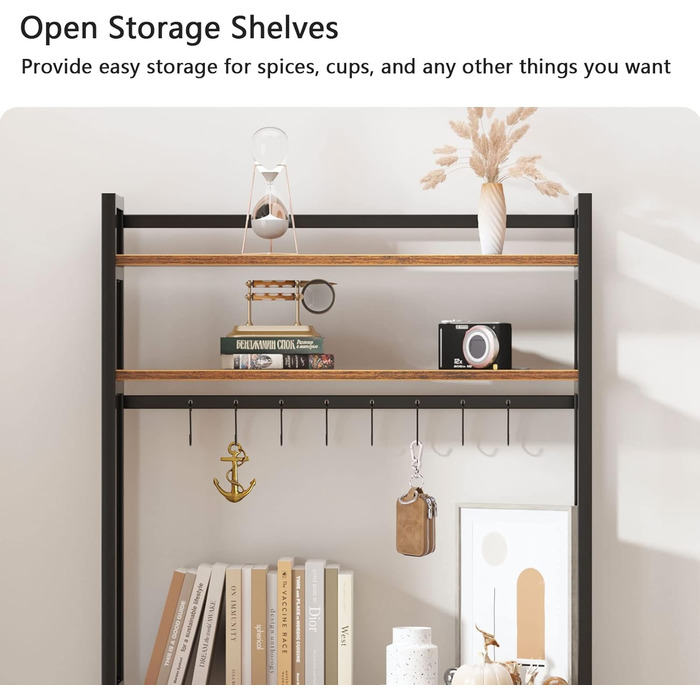 Стелаж для кухні SogesHome 5-ярусний, з гачками, 80x40 см, вінтаж