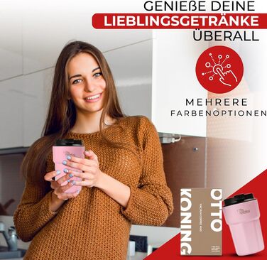Термокружка 350 мл з кришкою, що не протікає, для кави та чаю, з нержавіючої сталі, рожева