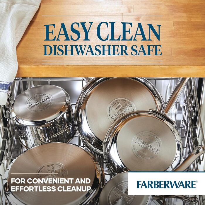 Набір посуду Farberware Millennium: каструлі та сковорідки з нержавіючої сталі з антипригарним покриттям (10 предметів)