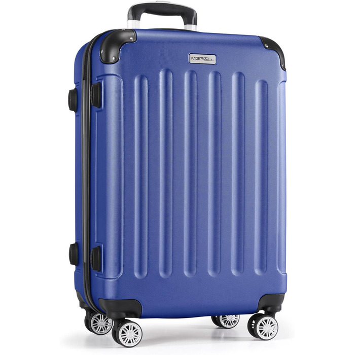 Набір валіз Merish 3 шт. з жорстким корпусом та подвійними колесами, 9 кольорів (чорний, синій, XL)