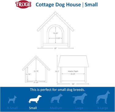 Водонепроникний собачий будиночок TRIXIE 'Natura' з регульованим дахом, коричневий, розмір S–M (71×77×76 см)