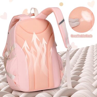 Шкільний рюкзак для дівчаток 1-5 класів з милим гаманцем, стильний рюкзак для школи та подорожей (рожевий)