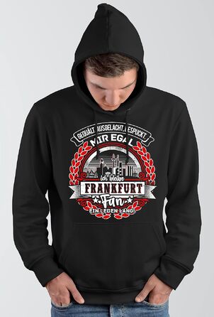 Чоловічий худі UGLYSHIRT Frankfurt — чорна толстовка з капюшоном з принтом скайлайн Франкфурта, спортивний стиль, розмір XL
