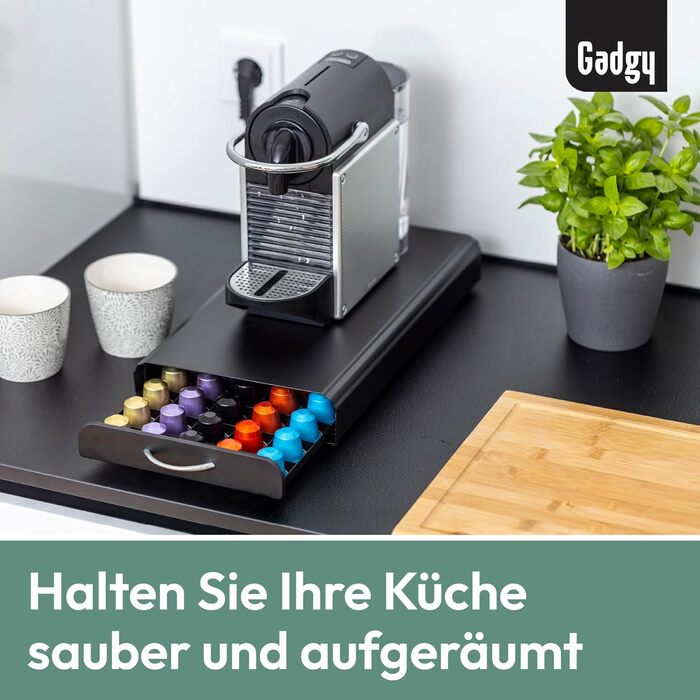 Тримач для капсул Nespresso Gadgy - органайзер для 50 капсул, нержавіюча сталь, чорний