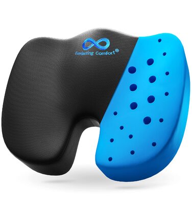 Подушка для сидіння Everlasting Comfort Ergonomic: Memory Foam для офісу, авто та дому. Ергономічна подушка на офісний стілець та автокрісло, знімний чохол, нековзна основа (з чорним гелем).