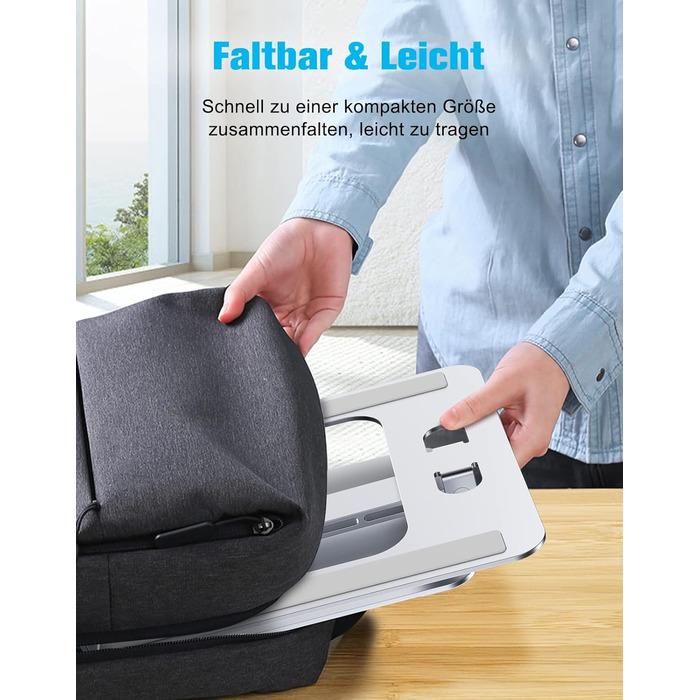 Підставка для ноутбука Babacom, регульована висота, складний, з алюмінієвого сплаву, ергономічна, з вентиляцією, сумісна з MacBook Air, Pro та ноутбуками 10-16' (срібна)