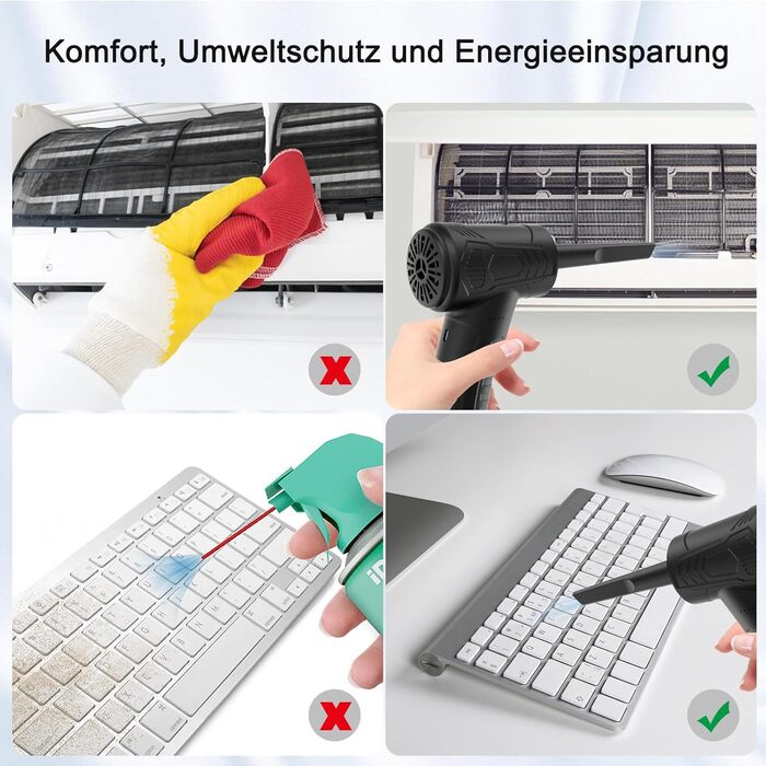 Електричний пилосос для повітря Faburo: 3 швидкості, 51000 об/хв, LED-підсвічування, USB-зарядка, для авто, дивана, офісу