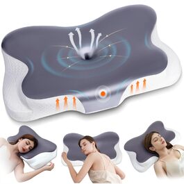 Подушка для шиї Fwoueot з піною з пам'яті, ортопедична, для сну на боці, спині та животі, блакитна