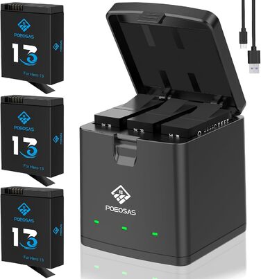 Акумулятор для GoPro Hero 13 Black, 2100mAh, 3-Pack з LED USB-C зарядним пристроєм, сумісний з GoPro Hero 13 Enduro