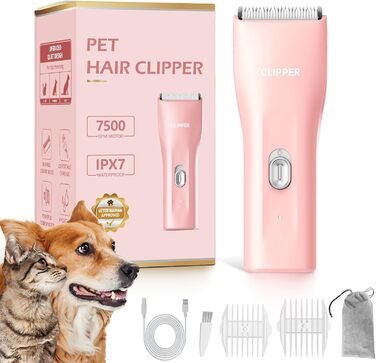Професійна машинка для стрижки собак з густим хутром, бездротовий набір для грумінгу котів та собак, акумуляторна машинка для стрижки собак, котів, кроликів (Рожева)