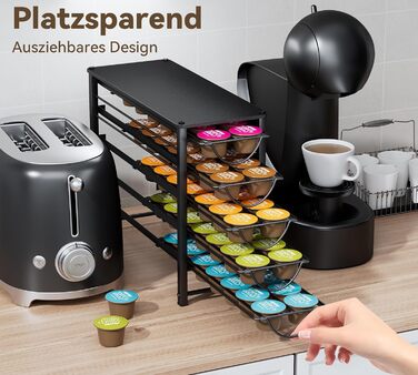 Тримач для капсул кави Dolce Gusto, органайзер на 70 капсул, 5-ярусний металевий ящик з тихими направляючими та антиковзними ніжками