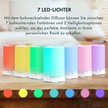 Ультразвуковий аромадифузор The Body Source - зволожувач повітря з 7 кольорами LED-підсвічуванням та таймером. Електрична аромалампа для ефірних олій. Ароматерапія для дому, офісу, спа. Об'єм 100 мл