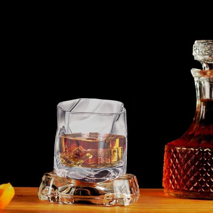 Набір склянок 6 шт. 200 мл - Набір склянок з кришталю, нерегулярної форми - склянки для віскі, кави, коктейлів, напоїв (6 кольорів)