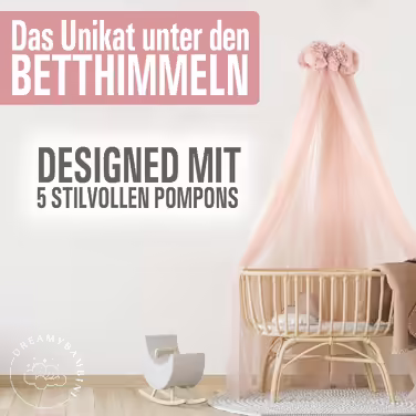 Балдахін DREAMYBAMBINI для дитячого ліжечка, кремово-бежевий з рожевим відтінком, захисна москітна сітка, декор у кімнату принцеси, 170x960 см