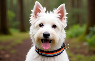 Нашийник для собак Extra-Breit & Weich з неопреновою підкладкою (Райдуга на чорному, S) S (38-43 см) Райдуга на чорному