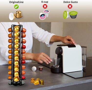 Поворотний тримач для капсул Nespresso OriginalLine на 40 капсул, чорний