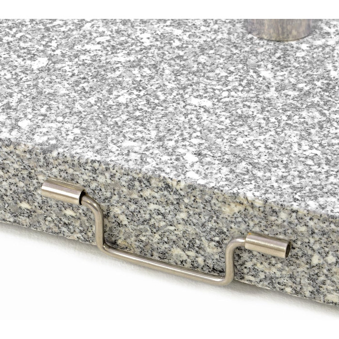 Nexos Parasol Stand Granite Stainless Steel 25kg Semi-Rectangular with Handle and Wheels 45.5 x 28 x 39 cm Gray
