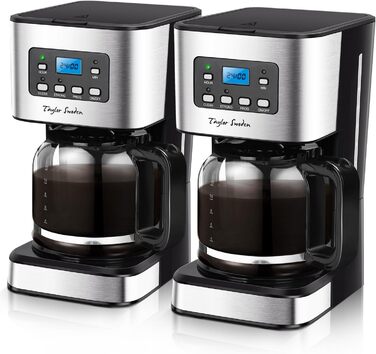 Кавомашина Taylor Swoden Darcy 950W з таймером, 1.5L, 12 чашок, автоматичне відключення, чорна