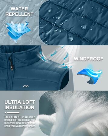 Чоловіча степна жилетка 33000ft для активного відпочинку: біг, гольф, походи. 5 кишень, утеплена, з коміром. XXL, керамічно-блакитний