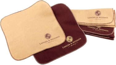 Langer & Messmer Polishing Cloths for Smooth Leather made of 100% Cotton in a Practical Set - The shoe cloth for professional shoe care ( | Beige) (6-piece set, Beige / Bordeaux)