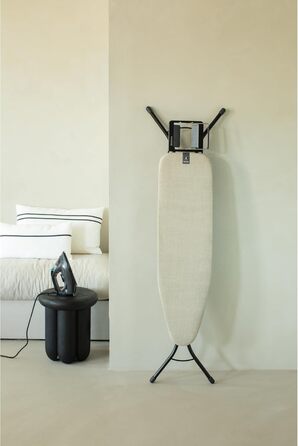 Прасувальна дошка Brabantia Bügelbrett B, 124 x 38 см, Fairtrade бавовна, стабільна, регульована по висоті, з підставкою для праски, Denim Grey