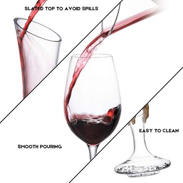 Wine Decanter Set, Wine Aerator, 100% Mouth-Blown Lead-Free Crystal Glass with Cleaning Pearls, Wine Decanter and Wine Decanting Set, Wine Gift with Luxury Packaging, Wine Accessories (1200ML)