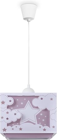 Paco Home Hanging Lamp Children's Room Ceiling Lamp Pendant Light Lampshade Fabric E27 Lion Jungle Glow-in-the-Dark (Star, Pink)